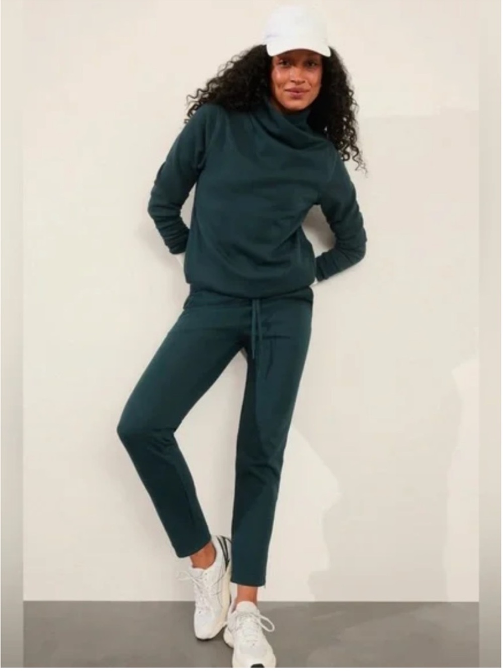 Athleta Cozy Karma High Rise Zip Pant Size Large Cypress Green Lounge Athleisure